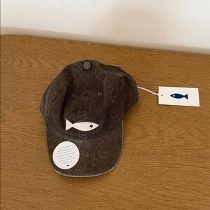 Dark Brown Fish Embroidered Cap
